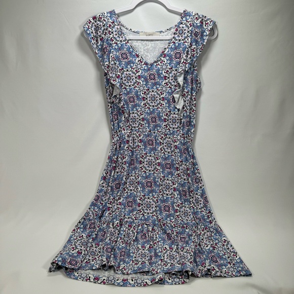 LOFT Dresses & Skirts - Ann Taylor Loft Women's Floral V Neck Ruffle Sleeveless Jersey Dress XS Stretch